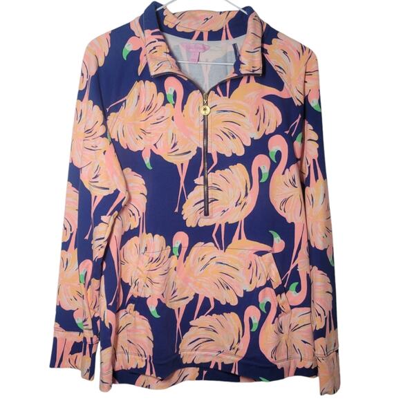 Lilly Pulitzer Skipper Popover in Gimme Some Leg Flamingo Size Large - Picture 2 of 5